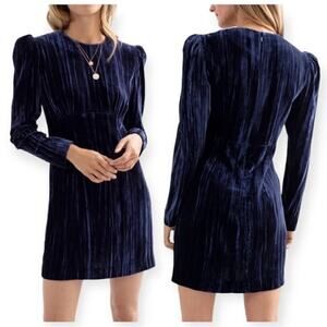 & Other Stores Blue Velvet Mini Dress size 10